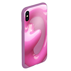 Чехол iPhone XS Max матовый Розовые краски абстракция, цвет: 3D-фиолетовый — фото 2