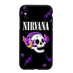 Чехол iPhone XS Max матовый Nirvana неоновый череп