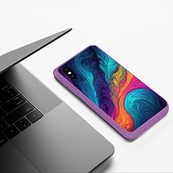 Чехол iPhone XS Max матовый Перья эбру абстракция, цвет: 3D-фиолетовый — фото 2