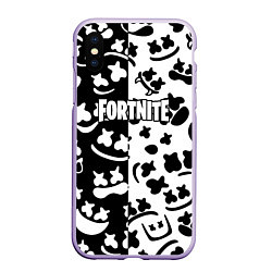 Чехол iPhone XS Max матовый Fortnite patten Marshmello, цвет: 3D-светло-сиреневый