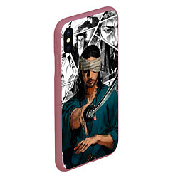 Чехол iPhone XS Max матовый Musashi Miyamoto, цвет: 3D-малиновый — фото 2