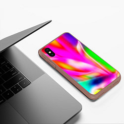 Чехол iPhone XS Max матовый Неоновая абстракция краски, цвет: 3D-коричневый — фото 2