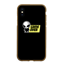 Чехол iPhone XS Max матовый Game over alien, цвет: 3D-коричневый