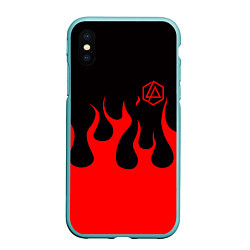 Чехол iPhone XS Max матовый Linkin park logo fire, цвет: 3D-мятный