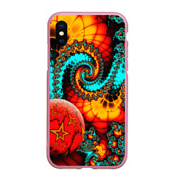 Чехол iPhone XS Max матовый Фрактальный узор из фигур, цвет: 3D-розовый