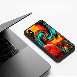 Чехол iPhone XS Max матовый Фрактальный узор из фигур, цвет: 3D-черный — фото 2