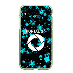 Чехол iPhone XS Max матовый Portal winter, цвет: 3D-салатовый