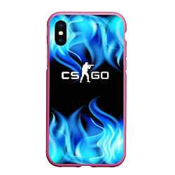 Чехол iPhone XS Max матовый CGGO blue flame, цвет: 3D-малиновый