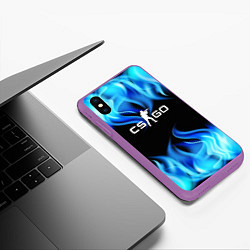 Чехол iPhone XS Max матовый CGGO blue flame, цвет: 3D-фиолетовый — фото 2