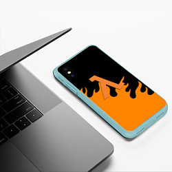 Чехол iPhone XS Max матовый Half life orange fire, цвет: 3D-мятный — фото 2