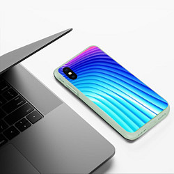 Чехол iPhone XS Max матовый Полосы неоновый градиент, цвет: 3D-салатовый — фото 2