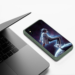 Чехол iPhone XS Max матовый Michael Jackson on the moon, цвет: 3D-темно-зеленый — фото 2