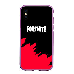 Чехол iPhone XS Max матовый Fortnite розовые краски, цвет: 3D-фиолетовый