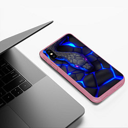 Чехол iPhone XS Max матовый Змея в стиле киберпанк, цвет: 3D-малиновый — фото 2