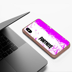 Чехол iPhone XS Max матовый Fortnite pink color, цвет: 3D-коричневый — фото 2