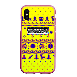 Чехол iPhone XS Max матовый Undertale winter, цвет: 3D-малиновый