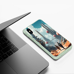 Чехол iPhone XS Max матовый Планета фантастика, цвет: 3D-салатовый — фото 2