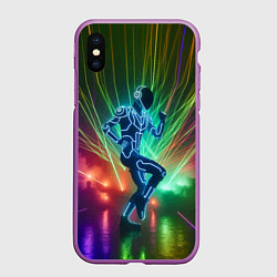 Чехол iPhone XS Max матовый Neon cyber dance - ai art fantasy, цвет: 3D-фиолетовый