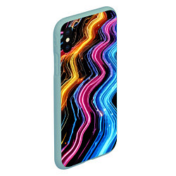 Чехол iPhone XS Max матовый Неоновые полосы - нейроарт, цвет: 3D-мятный — фото 2