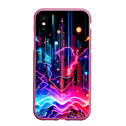 Чехол iPhone XS Max матовый Neon fantasy - ai art, цвет: 3D-малиновый