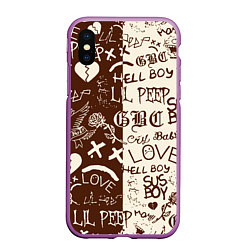 Чехол iPhone XS Max матовый Lil peep retro pattern, цвет: 3D-фиолетовый