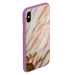 Чехол iPhone XS Max матовый Абстракция из золотого и розового мрамора, цвет: 3D-фиолетовый — фото 2