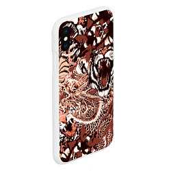 Чехол iPhone XS Max матовый Тигр дракон и самурай, цвет: 3D-белый — фото 2