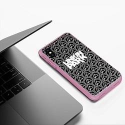 Чехол iPhone XS Max матовый Linkin park pattern, цвет: 3D-розовый — фото 2