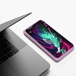 Чехол iPhone XS Max матовый Жидкие абстрактные краски, цвет: 3D-сиреневый — фото 2