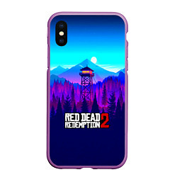 Чехол iPhone XS Max матовый Red Dead Redemption rockstar, цвет: 3D-фиолетовый