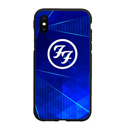 Чехол iPhone XS Max матовый Foo Fighters blue poly, цвет: 3D-черный