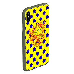 Чехол iPhone XS Max матовый Samurai fire logo steel, цвет: 3D-темно-зеленый — фото 2