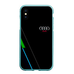 Чехол iPhone XS Max матовый AUDI geometry line, цвет: 3D-мятный