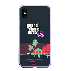 Чехол iPhone XS Max матовый GTA tropix game, цвет: 3D-светло-сиреневый