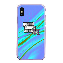 Чехол iPhone XS Max матовый GTA 6 неоновые соты геометрия, цвет: 3D-светло-сиреневый