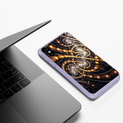 Чехол iPhone XS Max матовый Фрактальный золотой узор, цвет: 3D-светло-сиреневый — фото 2