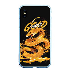 Чехол iPhone XS Max матовый Gold snake, цвет: 3D-голубой