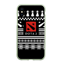 Чехол iPhone XS Max матовый Dota pattern game, цвет: 3D-салатовый