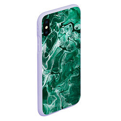 Чехол iPhone XS Max матовый Зеленая водная абстракция, цвет: 3D-светло-сиреневый — фото 2