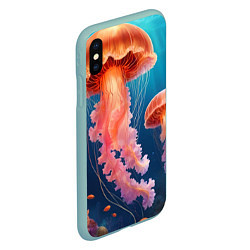 Чехол iPhone XS Max матовый Подводный мир медузы, цвет: 3D-мятный — фото 2