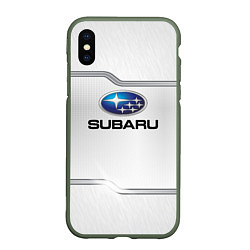 Чехол iPhone XS Max матовый Subaru auto steel metal, цвет: 3D-темно-зеленый