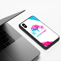 Чехол iPhone XS Max матовый Король и Шут neon gradient style, цвет: 3D-черный — фото 2