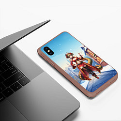 Чехол iPhone XS Max матовый Рыжая девушка змея в городе, цвет: 3D-коричневый — фото 2