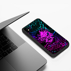 Чехол iPhone XS Max матовый Cyberpunk 2077 dragon neon, цвет: 3D-черный — фото 2