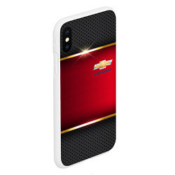 Чехол iPhone XS Max матовый Chevrolet metal auto, цвет: 3D-белый — фото 2