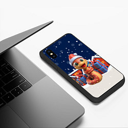 Чехол iPhone XS Max матовый Объемная новогодняя змейка, цвет: 3D-черный — фото 2