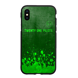 Чехол iPhone XS Max матовый Twenty One Pilots - green gradient посередине, цвет: 3D-черный