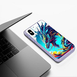 Чехол iPhone XS Max матовый Japanese dragon - tattoo irezumi, цвет: 3D-светло-сиреневый — фото 2