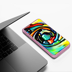 Чехол iPhone XS Max матовый Акварельные краски мозаика, цвет: 3D-розовый — фото 2