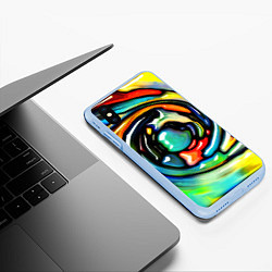 Чехол iPhone XS Max матовый Акварельные краски мозаика, цвет: 3D-голубой — фото 2